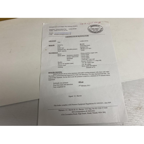 278 - GAUGE 1 LNER METHALTED SPIRIT MULTI FUEL BOILER TESTED WHEN COMPLETED IN2011 HAS BEEN DISPLAYED SINC... 