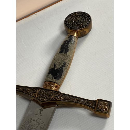 60 - REPRODUCTION EXCALIBAR KING ARTHUR SWORD MADE IN SPAIN, HEAVY, HANDLE HAS WEAR