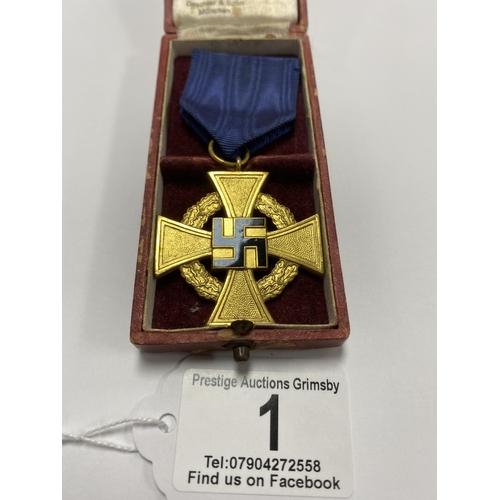1 - WW2 GERMAN NATIONAL FAITHFUL SERVICE MEDAL WITH CASE
