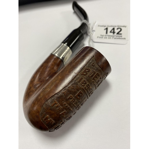 142 - BOER WAR PIPE SILVER COLLAR COVERED PIPE BOER WAR 1899-1902 BMI PRESENT FROM THE TPA ALEXANDRA TO MR... 