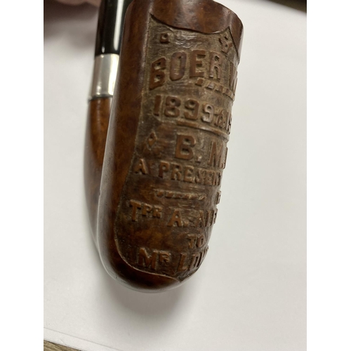 142 - BOER WAR PIPE SILVER COLLAR COVERED PIPE BOER WAR 1899-1902 BMI PRESENT FROM THE TPA ALEXANDRA TO MR... 