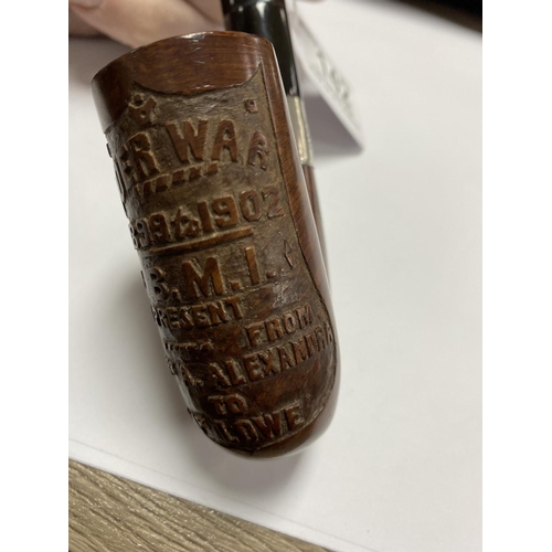 142 - BOER WAR PIPE SILVER COLLAR COVERED PIPE BOER WAR 1899-1902 BMI PRESENT FROM THE TPA ALEXANDRA TO MR... 