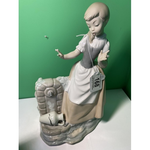 168 - NAO BY LLADRO LARGE FIGURINE (GIRL COLLECTING WATER)