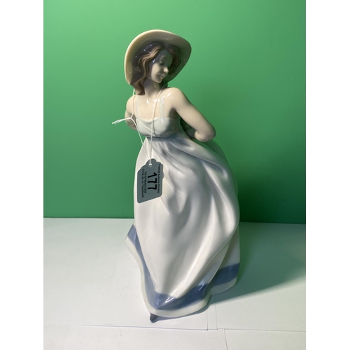 177 - LARGE NAO FIGURINE GIRL IN HAT & DRESS