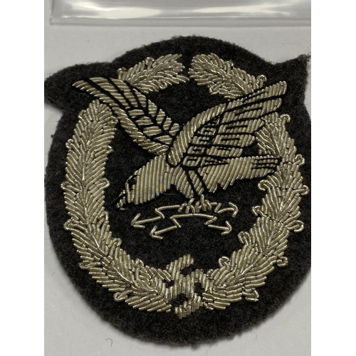 29 - GERMAN LUFTWAFFE PATCH POSSIBLY SILVER THREAD