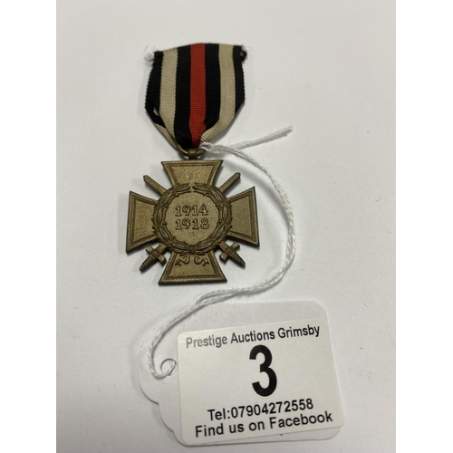 3 - GERMAN HONOUR CROSS OF THE WORLD WAR 1914-1918