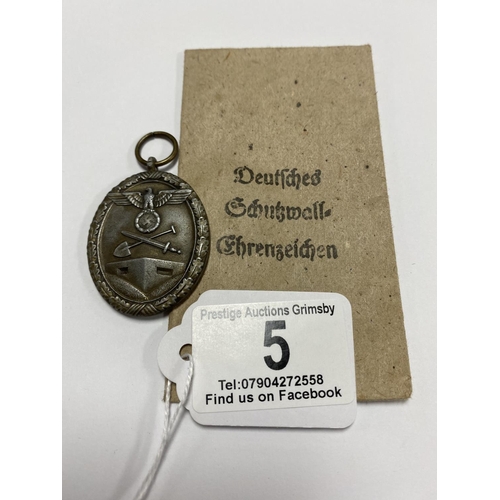 5 - WW2 GERMAN WESTWALL MEDAL