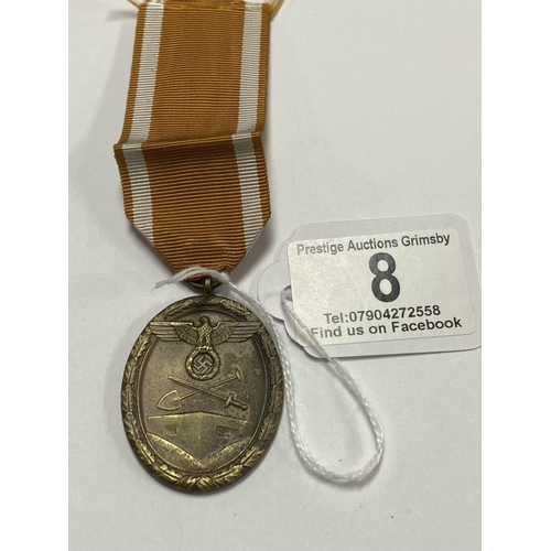 8 - WW2 GERMAN WESTWALL MEDAL