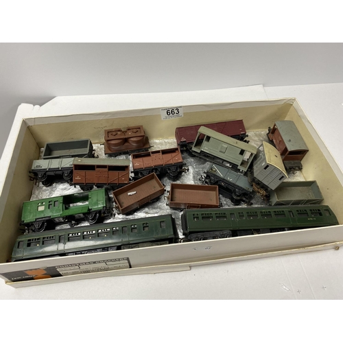 663 - box of assorted wagons OO gauge