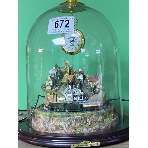 672 - the romance of steam collectible small running engine & clock