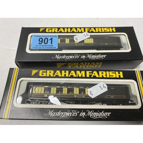 901 - 2x pullman N gauge coaches Graham Farish