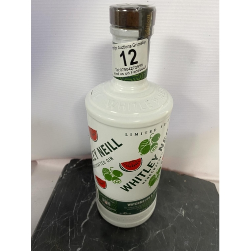 12 - BOTTLE OF WHITLEY NEILL WATERMELON & KIWI GIN 43% 70CL