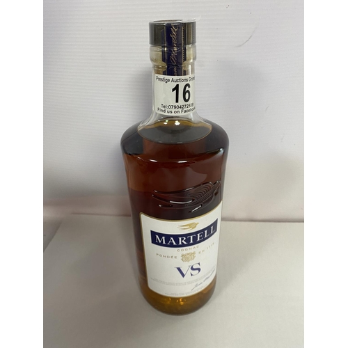 16 - BOTTLE OF MARTELL COGNAC 40% 70CL