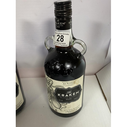 28 - KRACKEN BLACK RUM 40% 70CL