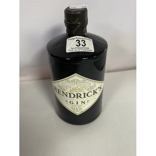 33 - HENDRICKS GIN 41.4% 70CL