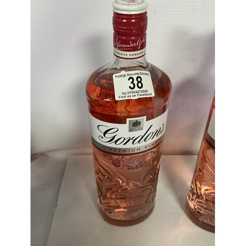 38 - GORDONS PREMIUM PINK GIN 37.5% 1 LITRE