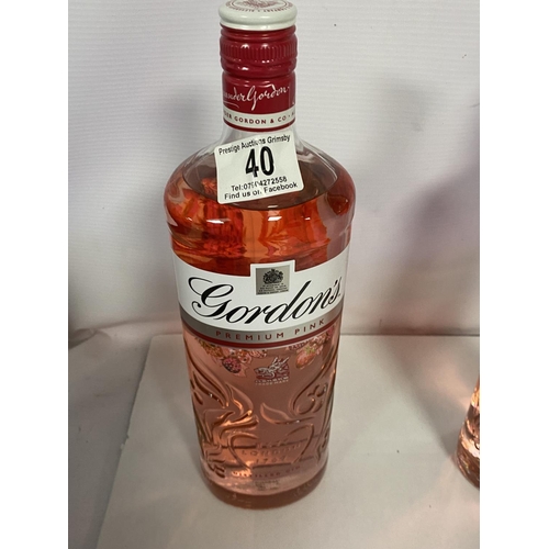 40 - GORDONS PREMIUM PINK GIN 37.5% 1 LITRE