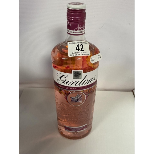 42 - GORDONS PREMIUM PINK GIN 37.5% 1 LITRE