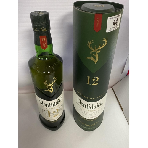 44 - 12 YEAR OLD GLENFIDDICH SINGLE MALT WHISKEY 40% 70CL