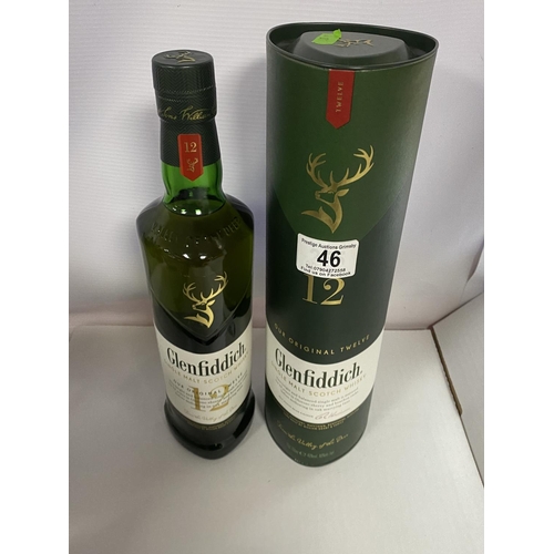 46 - 12 YEAR OLD GLENFIDDICH SINGLE MALT WHISKEY 40% 70CL