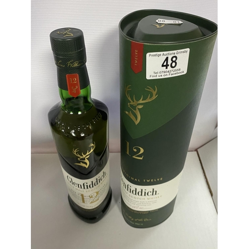 48 - 12 YEAR OLD GLENFIDDICH SINGLE MALT WHISKEY 40% 70CL