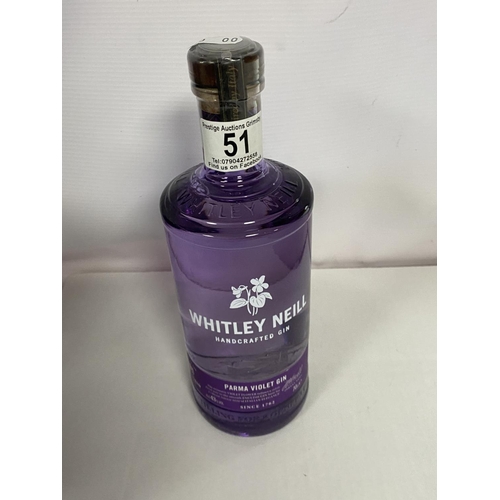 51 - WHITLEY NEILL PARMA VIOLET GIN 43% 70CL