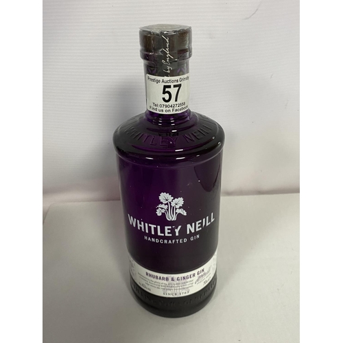 57 - WHITLEY NEILL RHUBARB & GINGER GIN 43% 70CL