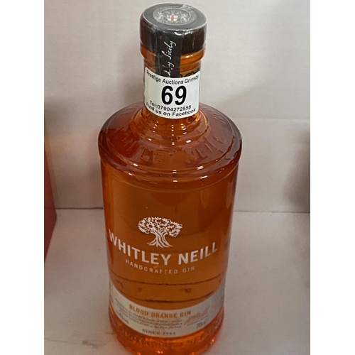 69 - WHITLEY NEILL BLOOD ORANGE GIN 43% 70CL