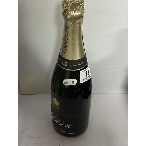 72 - LANSON CHAMPAGNE BLACK LABEL BRUT 12.5% 750ML