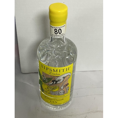 80 - SIPSMITH LEMON DRIZZLE GIN 40.4% 70CL