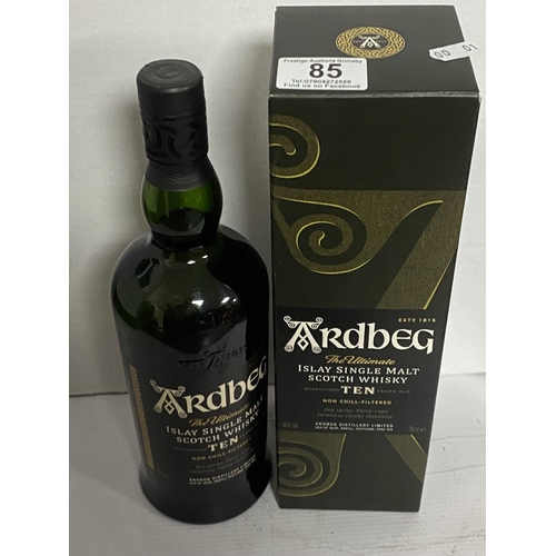 85 - ARDBEG SINGLE MALT 10 YEAR OLD WHISKEY BOXED 46% 70CL