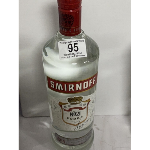 95 - SMIRNOFF VODKA RED 3705% 1 LITRE