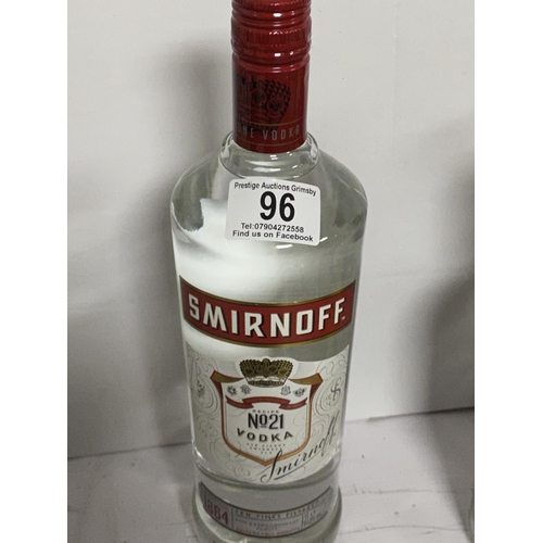 96 - SMIRNOFF VODKA RED 3705% 1 LITRE