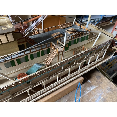 115 - MOTORIZED PADDLE STEAMER LENGTH 115CM WIDTH 26CM