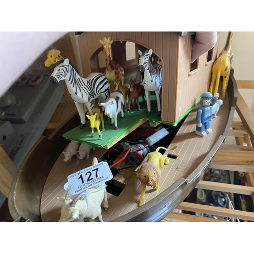 127 - MOTORIZED PLAYMOBIL ARK LENGTH 51CM WIDTH 19CM