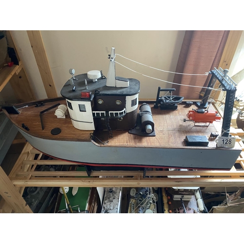 128 - MOTORIZED SALVAGE BOAT LENGTH 62CM WIDTH 21CM