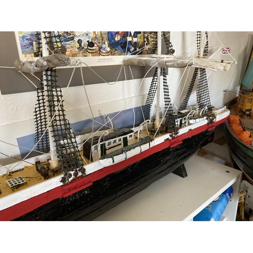 194 - HOME MADE STATIC SAILING SHIP LENGTH 136CM WIDTH 12CM