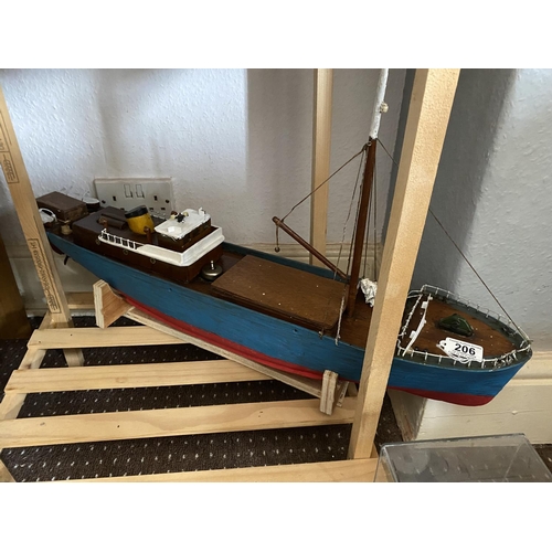 206 - MOTORIZED CARGO SHIP HOME MADE LENGTH 77CM WIDTH 14CM