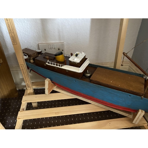 206 - MOTORIZED CARGO SHIP HOME MADE LENGTH 77CM WIDTH 14CM