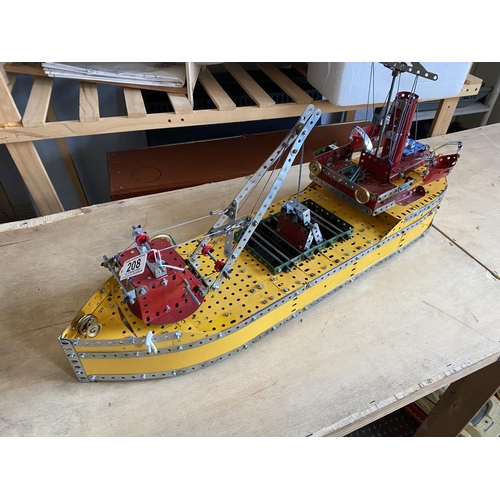 208 - MECCANO DREDGER LENGTH 73CM WIDTH 18CM