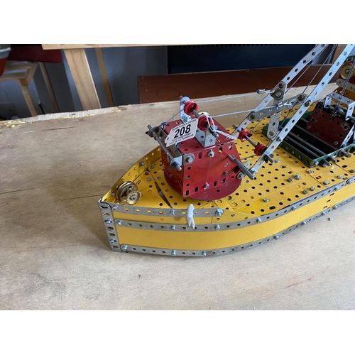 208 - MECCANO DREDGER LENGTH 73CM WIDTH 18CM