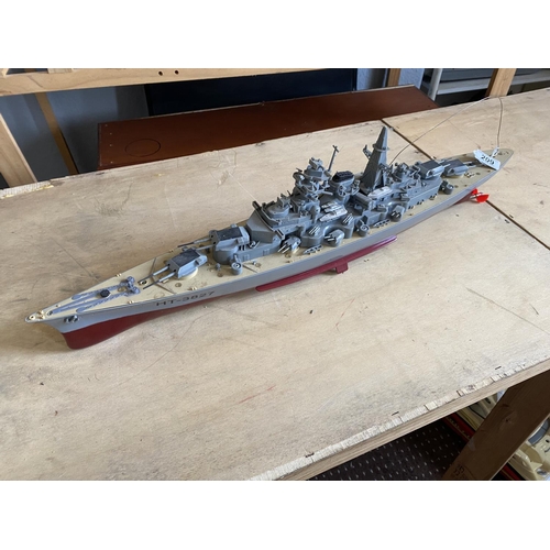 209 - MOTORIZED BATTLESHIP LENGTH 71CM WIDTH 11CM