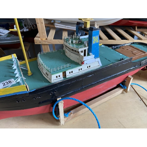 238 - HOMEMADE NO MOTOR OIL RIG BOAT A/F LENGTH 92CM WIDTH 19CM