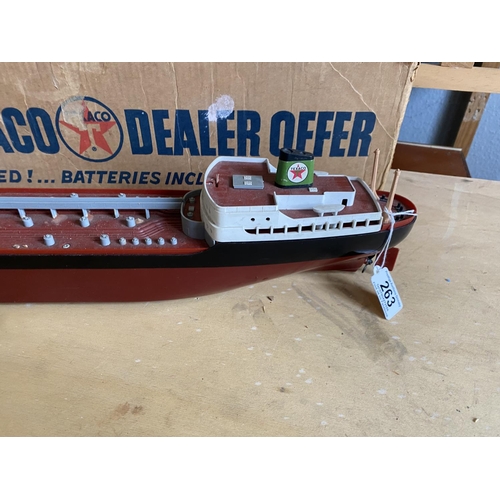 263 - MOTORIZED TEXACO TANKER WITH ORIGINAL BOX LENGTH 67CM WIDTH 9CM