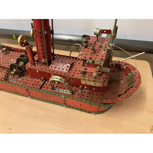 291 - VINTAGE MECCANO STEAMSHIP LENGTH 78CM WIDTH 18CM