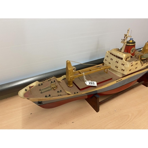 293 - HOMEMADE MOTORIZED CARGO BOAT LENGTH 84CM WIDTH 14CM