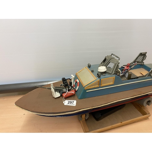 297 - MOTORIZED GUNBOAT LENGTH 76CM WIDTH 19CM