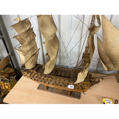 392 - STATIC SAILING SHIP LENGTH 106CM WIDTH 17CM