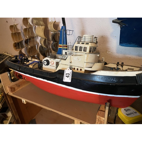 43 - MOTORIZED TUG LENGTH 67CM WIDTH 16CM