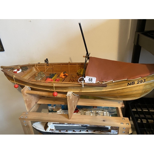 68 - WOODEN CONSTRUCTION FISHING BOAT LENGTH 76CM WIDTH 21CM